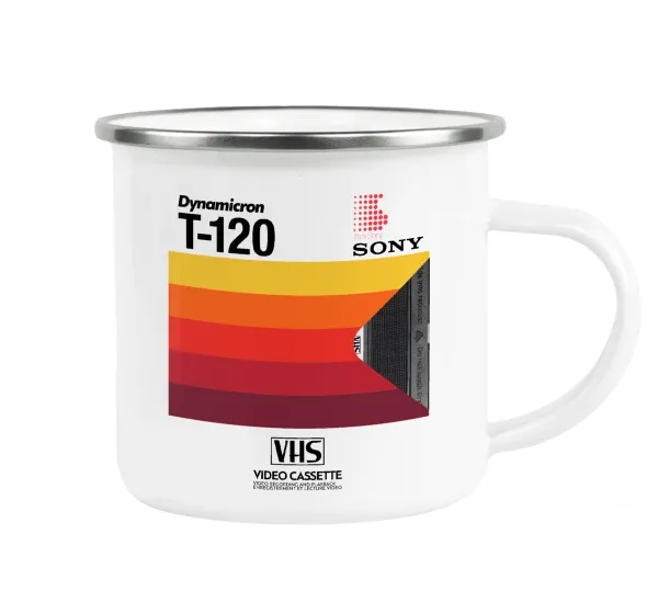 VHS sony dynamicron T-120 — Metallic enamel cup white 360ml