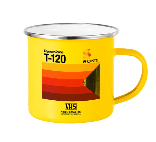 VHS sony dynamicron T-120 — Yellow Enamel Metallic Cup 360ml