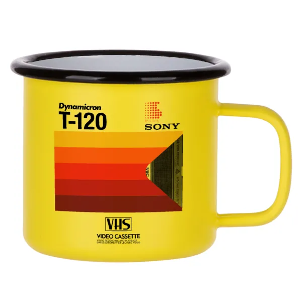 VHS sony dynamicron T-120 — Κούπα Μεταλλική εμαγιέ ΜΑΤ Κίτρινη 360ml