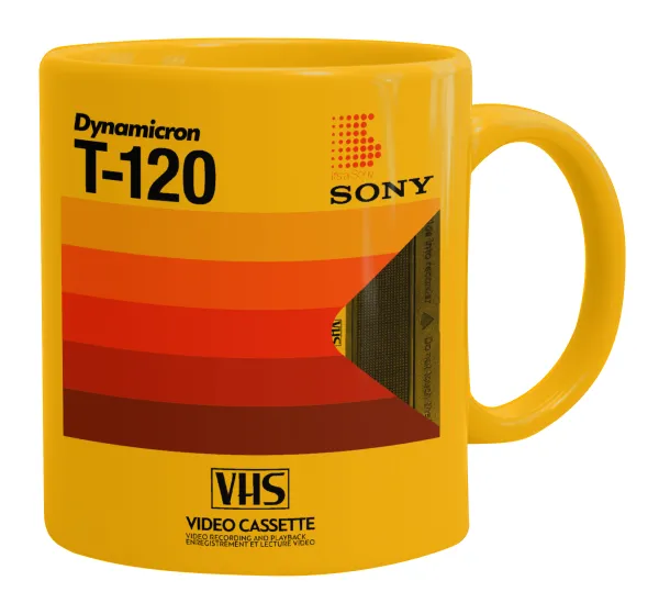 VHS sony dynamicron T-120 — Ceramic coffee mug yellow, 330ml
