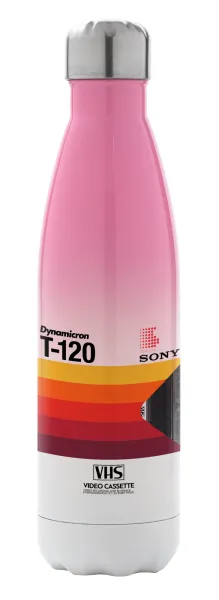 VHS sony dynamicron T-120 — Metal mug thermos Pink/White (Stainless steel), double wall, 500ml