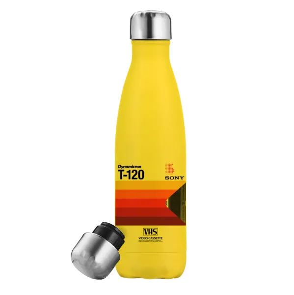VHS sony dynamicron T-120 — Yellow Stainless Steel Metallic Thermos, double-walled, 500ml