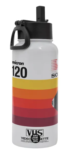 VHS sony dynamicron T-120 — Metal mug thermo White with Straw and Spout Lid (Stainless steel), double wall, 950ml