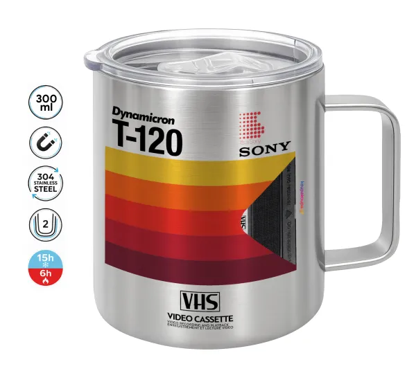 VHS sony dynamicron T-120 — Double-walled stainless steel mug 300ml with temperature-retaining lid