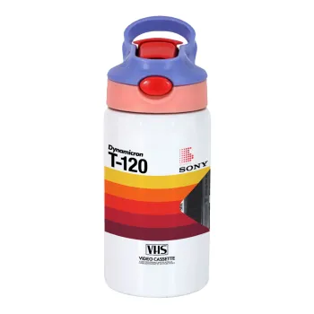 VHS sony dynamicron T-120, Children's hot water bottle, stainless steel, with safety straw, pink/purple (350ml)