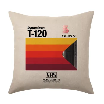 VHS sony dynamicron T-120, Μαξιλάρι καναπέ ΛΙΝΟ 40x40cm περιέχεται το  γέμισμα