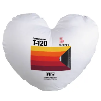 VHS sony dynamicron T-120, Μαξιλάρι καναπέ καρδιά 40x40cm περιέχεται το  γέμισμα
