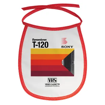 VHS sony dynamicron T-120, Σαλιάρα μωρού αλέκιαστη με κορδόνι Κόκκινη