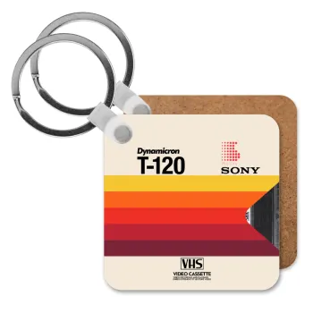 VHS sony dynamicron T-120, Μπρελόκ Ξύλινο τετράγωνο MDF