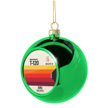 VHS sony dynamicron T-120, Green Christmas tree ornament ball 8cm