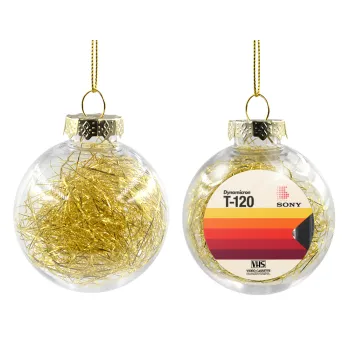 VHS sony dynamicron T-120, Transparent Christmas tree ball ornament with gold filling 8cm