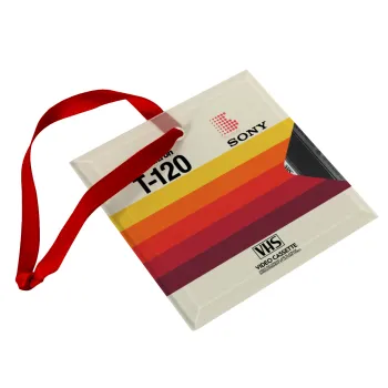 VHS sony dynamicron T-120, Στολίδι Χριστουγεννιάτικο στολίδι γυάλινο τετράγωνο 9x9cm