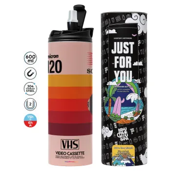 VHS sony dynamicron T-120, Tumbler stainless steel PINK 600ml