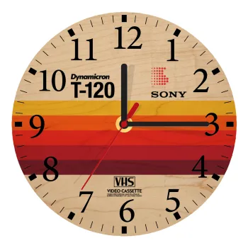 VHS sony dynamicron T-120, Ρολόι τοίχου ξύλινο plywood (20cm)