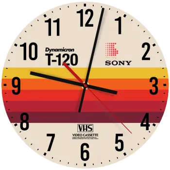 VHS sony dynamicron T-120, Ρολόι τοίχου ξύλινο (30cm)