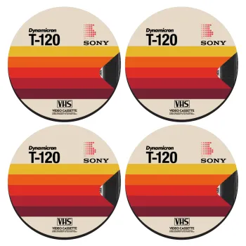 VHS sony dynamicron T-120, ΣΕΤ 4 Σουβέρ ξύλινα στρογγυλά (9cm)
