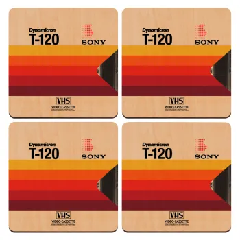 VHS sony dynamicron T-120, ΣΕΤ x4 Σουβέρ ξύλινα τετράγωνα plywood (9cm)