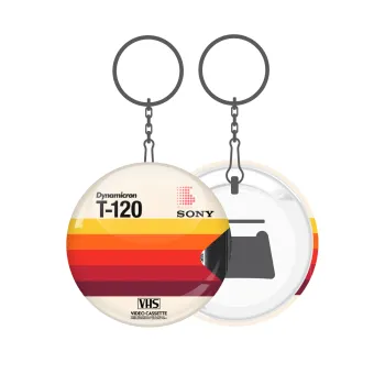 VHS sony dynamicron T-120, Μπρελόκ μεταλλικό 5cm με ανοιχτήρι