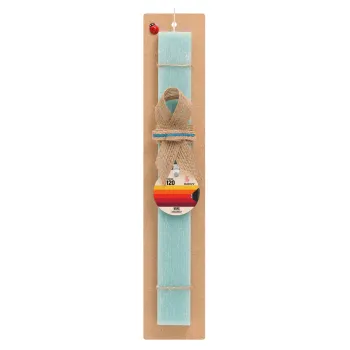 VHS sony dynamicron T-120, Easter Set, wooden keychain & aromatic flat Easter candle (30cm) (TURQUOISE)