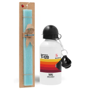 VHS sony dynamicron T-120, Πασχαλινή Λαμπάδα με παγούρι μεταλλικό αλουμινίου (500ml) & λαμπάδα αρωματική πλακέ (30cm) (ΤΙΡΚΟΥΑΖ)