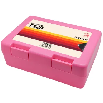 VHS sony dynamicron T-120, Children's cookie container PINK 185x128x65mm (BPA free plastic)