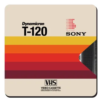 VHS sony dynamicron T-120, Τετράγωνο μαγνητάκι ξύλινο 9x9cm