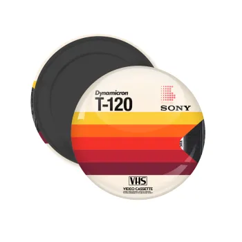 VHS sony dynamicron T-120, Μαγνητάκι ψυγείου στρογγυλό διάστασης 5cm