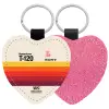 Μπρελόκ PU δερμάτινο glitter καρδιά ΡΟΖ