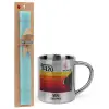 Easter Set, metallic thermal cup (300ml) & aromatic flat Easter candle (30cm) (TURQUOISE)