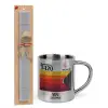 Easter Set, metallic thermal cup (300ml) & Easter aromatic flat candle (30cm) (GRAY)