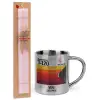 Easter Set, metallic thermal cup (300ml) & aromatic flat Easter candle (30cm) (PINK)
