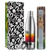 Easter Set, metallic stainless thermos flask (500ml) & scented flat Easter candle (30cm) (GRAY)