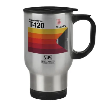 VHS sony dynamicron T-120, Κούπα ταξιδιού ανοξείδωτη με καπάκι, διπλού τοιχώματος (θερμό) 450ml