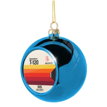 VHS sony dynamicron T-120, Blue Christmas tree ball ornament 8cm