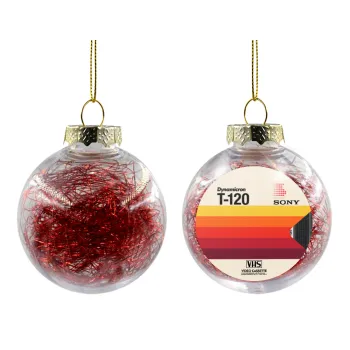 VHS sony dynamicron T-120, Transparent Christmas tree ball ornament with red filling 8cm