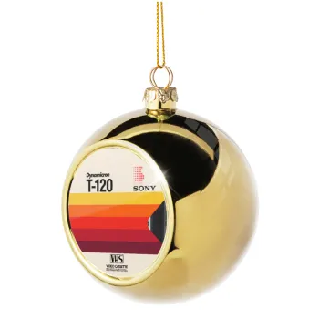VHS sony dynamicron T-120, Golden Christmas tree ball ornament 8cm