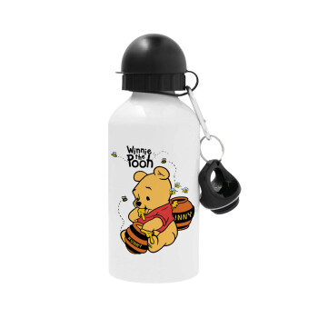 Winnie the Pooh, Metal water bottle, White, aluminum 500ml