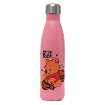 Winnie the Pooh, Metal mug thermos Pink Mat (Stainless steel), double wall, 500ml