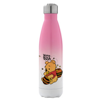 Winnie the Pooh, Metal mug thermos Pink/White (Stainless steel), double wall, 500ml
