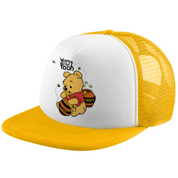 Winnie the Pooh, Καπέλο Ενηλίκων Soft Trucker με Δίχτυ Κίτρινο/White (POLYESTER, ΕΝΗΛΙΚΩΝ, UNISEX, ONE SIZE)