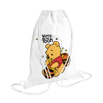 Winnie the Pooh, Τσάντα πλάτης πουγκί GYMBAG λευκή (28x40cm)