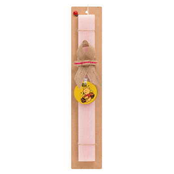 Winnie the Pooh, Easter Set, wooden keychain & scented flat Easter candle (30cm) (PINK)
