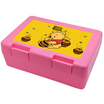 Winnie the Pooh, Children's cookie container PINK 185x128x65mm (BPA free plastic)