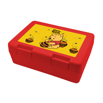 Winnie the Pooh, Children's cookie container RED 185x128x65mm (BPA free plastic)