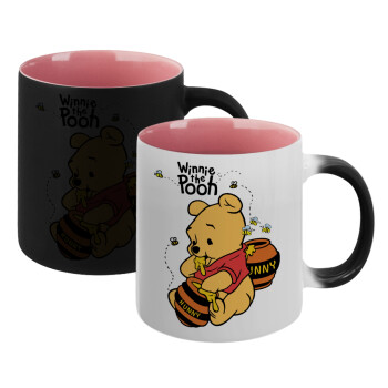 Winnie the Pooh, Κούπα Μαγική εσωτερικό ΡΟΖ, κεραμική 330ml που αλλάζει χρώμα με το ζεστό ρόφημα