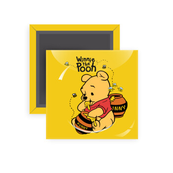 Γουίνι το Αρκουδάκι , Μαγνητάκι ψυγείου τετράγωνο διάστασης 5x5cm