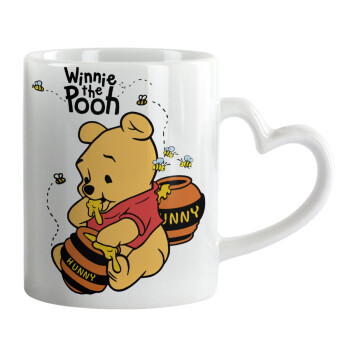 Winnie the Pooh, Mug heart handle, ceramic, 330ml