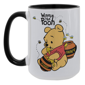 Winnie the Pooh, Κούπα Mega 15oz, κεραμική Μαύρη, 450ml