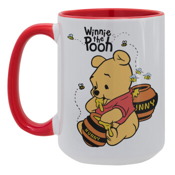 Winnie the Pooh, Κούπα Mega 15oz, κεραμική Κόκκινη, 450ml