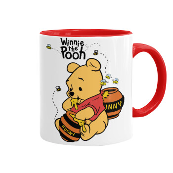 Winnie the Pooh, Mug colored red, ceramic, 330ml